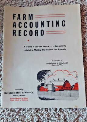Keystone Steel And Wire Co Farm Record Book Unused Schwingle & Co Muscoda Wis