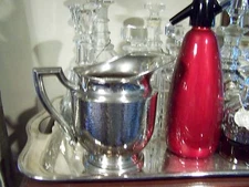 ARTS AND CRAFTS STYLE POUNDED SILVER DEPRESSION ERA WATER PITCHER VASE - VINTAGE