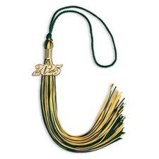 Endea Graduation Hunter Green/Gold Mixed Color Tassel With Gold Date Drop