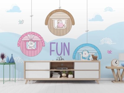 3D Cute Rabbit ZHUA15000 Wallpaper Wall Murals Removable Self-adhesive Ann 24