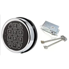 Gun Electronic Safe Lock ‎Replacement Chrome Keypad with Solenoid+2 Override Key