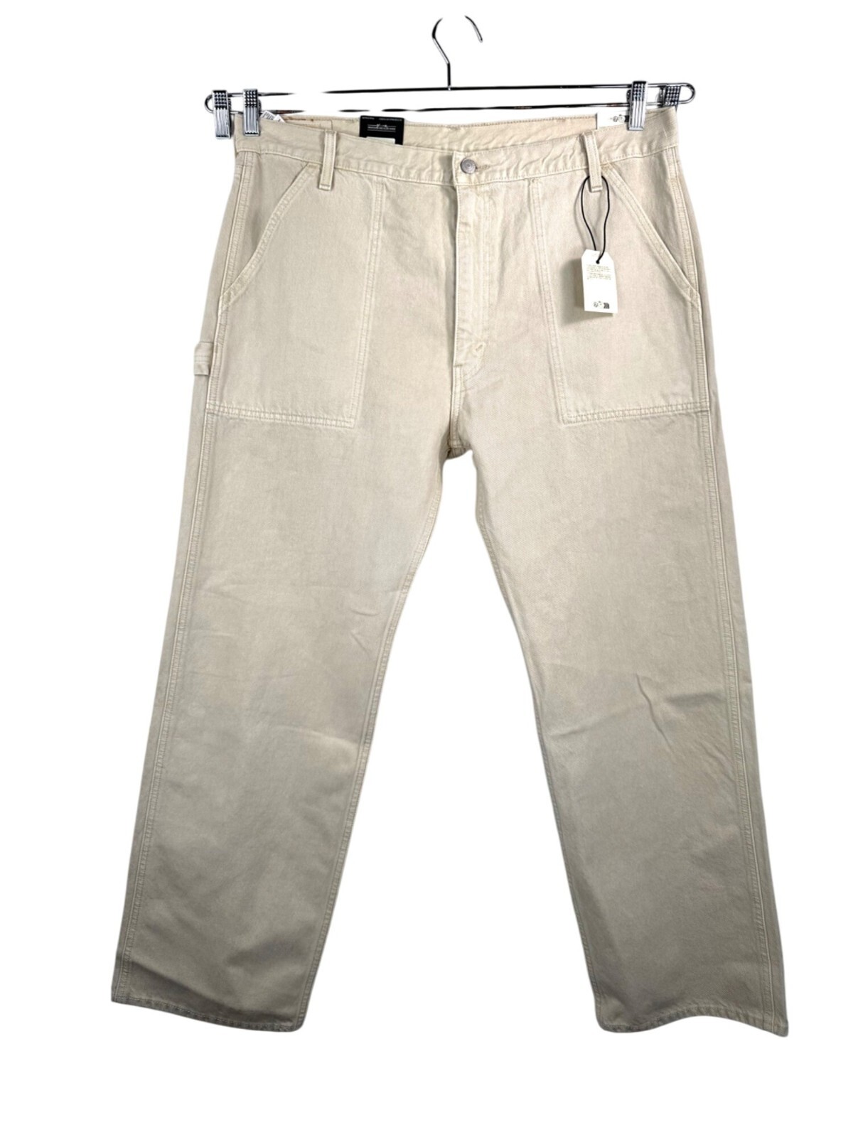 Levis 555 Relaxed Straight Utility Carpenter Jeans 90s Cream Baggy 38x32