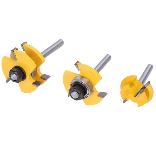 3PCS Tongue & Groove Router Bit Set - 1/4 Inch Shank Woodworking Tools