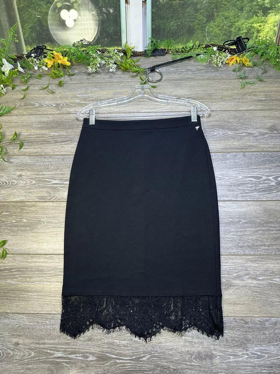 Black pencil top skirt lace trim