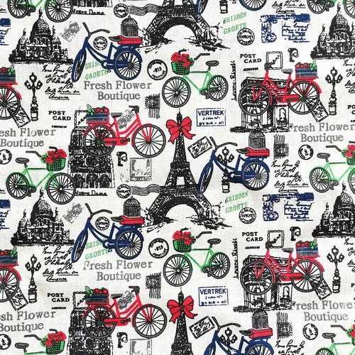 Vintage Paris Eiffel Tower Fabric Cotton Linen For DIY Handmade Decor Material - Picture 16 of 16