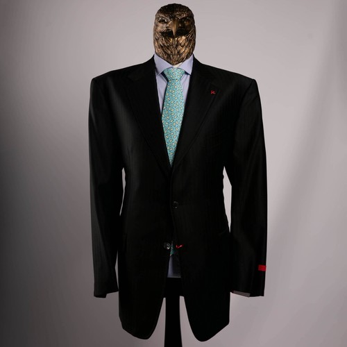 NWT $4850 ISAIA Pure Wool 150'S Striped Suit Black 50US/60IT LONG - Picture 4 of 22