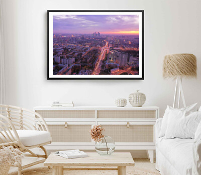 Moscow City Print, Russia Wall Art, City Aerial Framed Cloudy Sky Wall Art, City