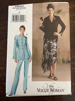 Vogue V8047 UNCUT Sewing Pattern, Misses' Petite Jacket, Skirt & Pants, Sz 8-12