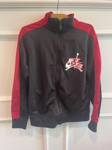 Nike Air Jordan Jacket Size 8-10 Black Full Zip Track Retro Logo Jumpman Boys ✨
