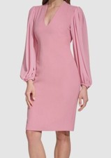 Vince Camuto Womens Pink Bodycon Dress With Balloon Sleeves Size 10