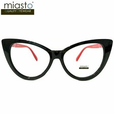  2 PAIRS MIASTO BIG CAT EYE LARGE READER READING GLASSES 2.75 BLACK FLEX HINGES