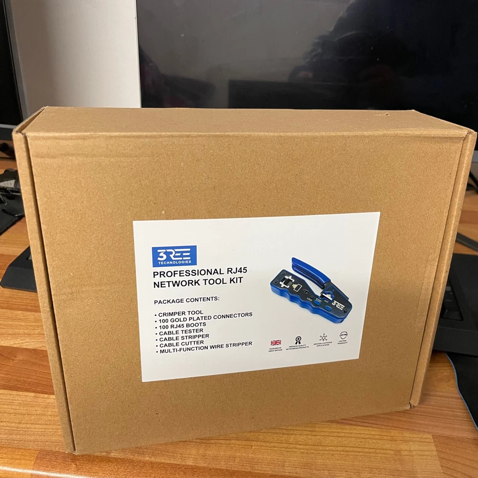 3REE TECHNOLOGIES RJ45 EZ Crimper Crimping Tool Cat5e Cat6 Pass Through End Connector Ethernet Kit