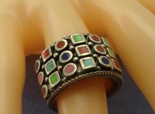 Vintage Sterling Silver Multi Gem Stone Ring Size 6 1/4 to 6 1/2