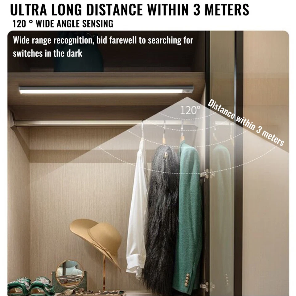 LED Motion Sensor Under Closet Light Rechargeable Magnetic Cabinet Dimmable Lamp - image 3 of 4