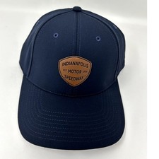 Indianapolis Motor Speedway Mens Hat Cap Leather Patch Navy Adjustable Official