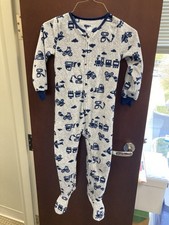 Absorba Boys Size 5T Full Zip Fleece Footy Pajamas EX Construct,Trains,Planes