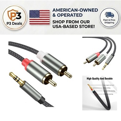 Durable 3.3FT Audio Adapter Cable - Nylon Braided for Smartphones & Speakers