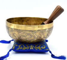 9 Inch Flower of Life Singing Bowl Handmade Tibetan Himalayan Sound Healing Bowl