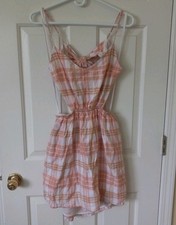 NWT! AMERICAN EAGLE Women's Linen Open Back Plaid Casual Summer Resort Dress M