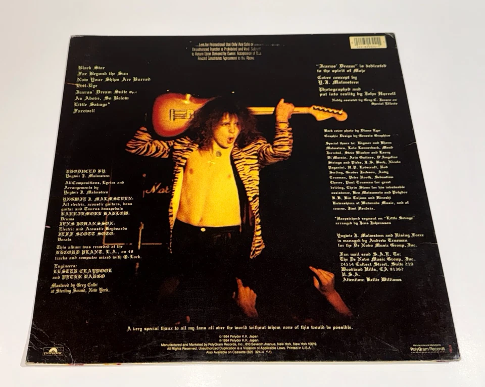 Yngwie J Malmsteen Rising Force Vinyl LP 1984 Polydor Promo Neo Classical Metal Foto 4 de 4