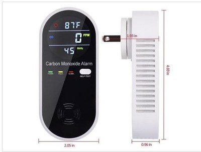 3-in-1 Carbon Monoxide Detector, Plug in Wall w/Temperature & Humidity Display