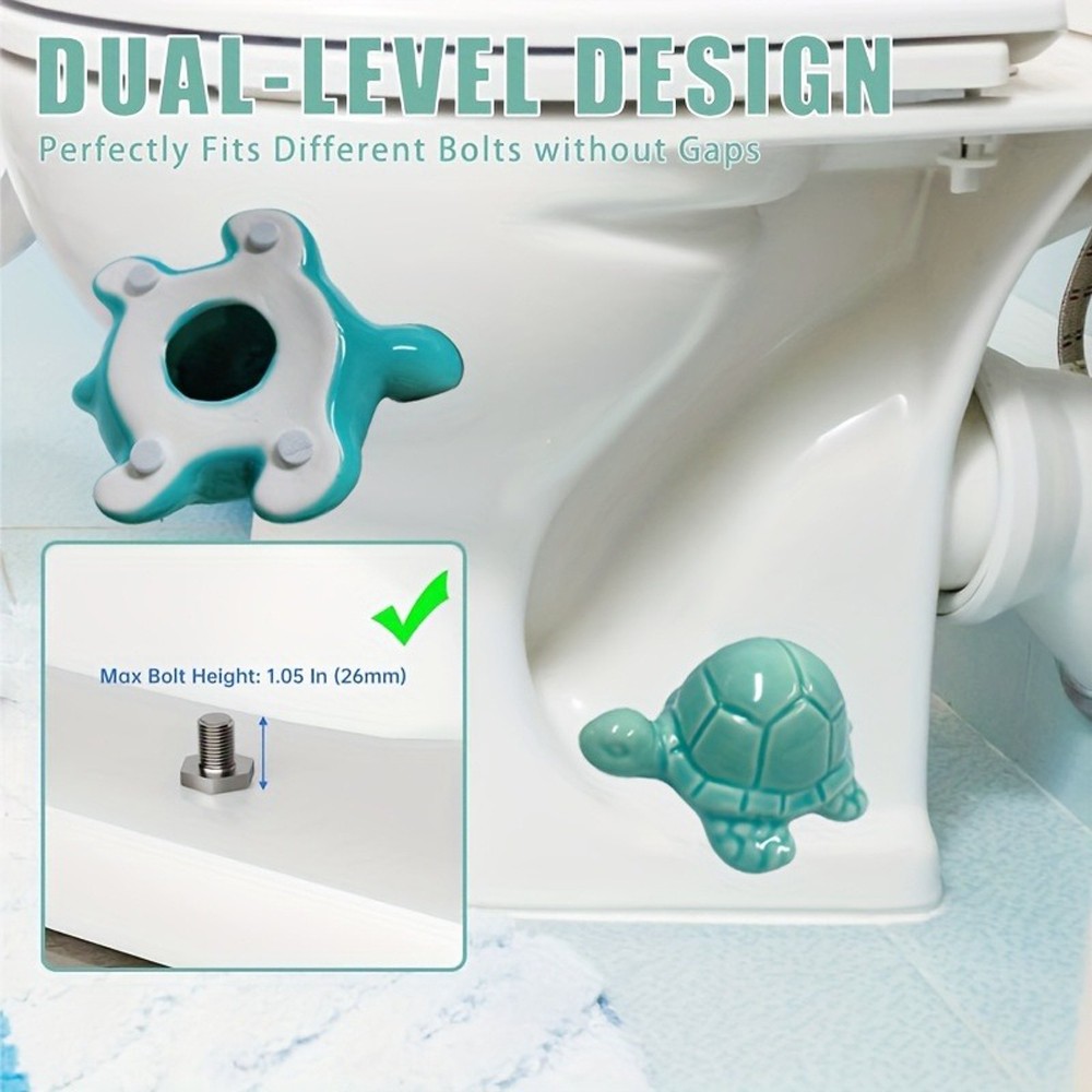 Bothyi 2-Piece Turtle Toilet Bolt Covers – Sea Turtle Resin Decor, Creative Bathroom Accessory, Fits Standard Bolts
