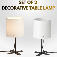 Set of 2 Modern Black & White Table Lamps | Minimalist Bedside & Desk Lights |UK