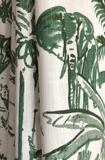 Nursery Curtains Made in the USA, Safari Animal Green, Medium Weight Cotton Slub