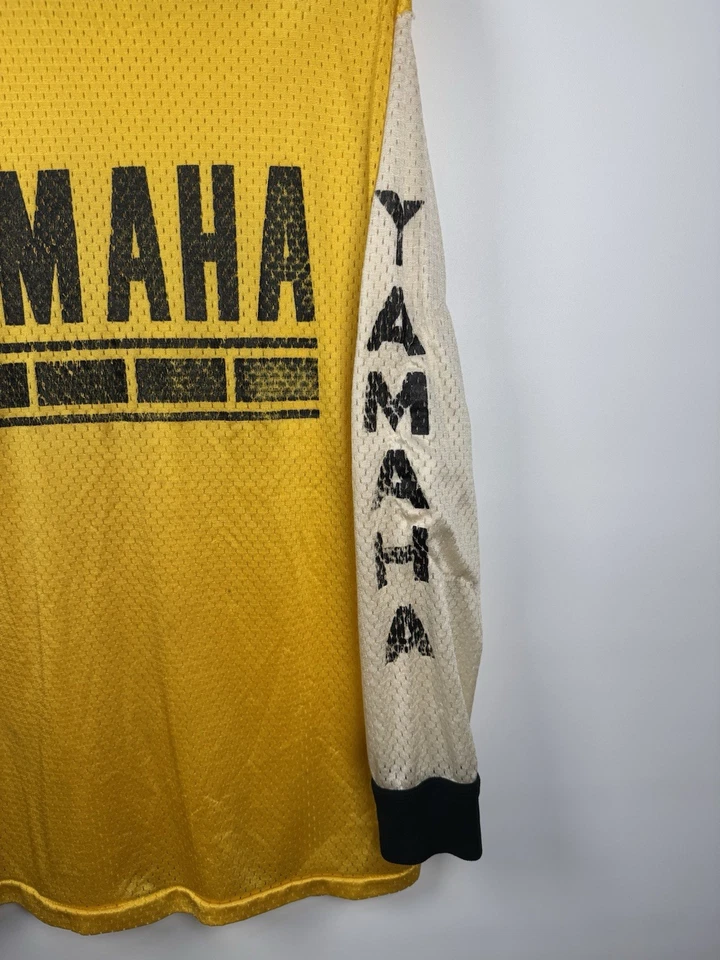 Camiseta deportiva Yamaha vintage años 70 amarilla motocross motocicletas carreras calzado XL 23x29 Foto 4 de 4