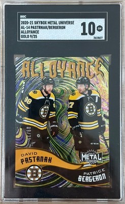 2020 Skybox Metal Universe Gold 14/25 Patrice Bergeron David Pastrnak HOF 00d2