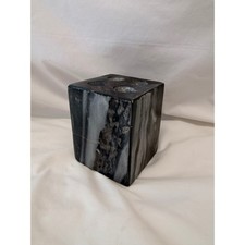 Vintage Black and White Marble Toothbrush Holder 4-Slot Square Stone Vanity