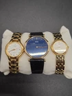 Lot of 3 Vtg Seiko Quartz Ladies Watches Gold Tone SQ 50 Chariot Blue Face AS IS