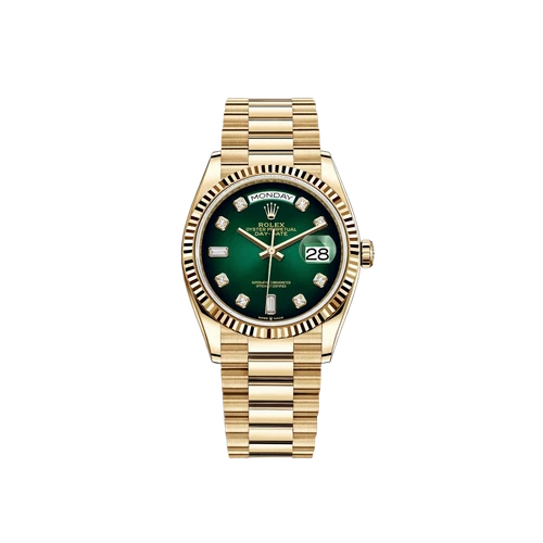 Rolex Day-Date 36mm 128238 Green Ombre Diamond-Set President