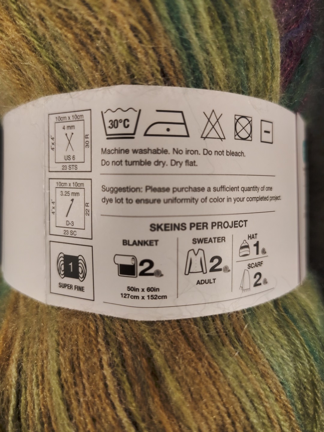 Big Twist BOHO Waterlillies Purple Green Mohair Wool Yarn 590yd Fine Plush