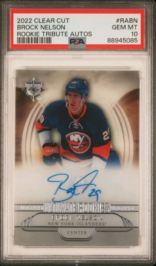Brock Nelson 2022-23 Clear Cut Rookie Tribute Auto PSA 10 Islanders