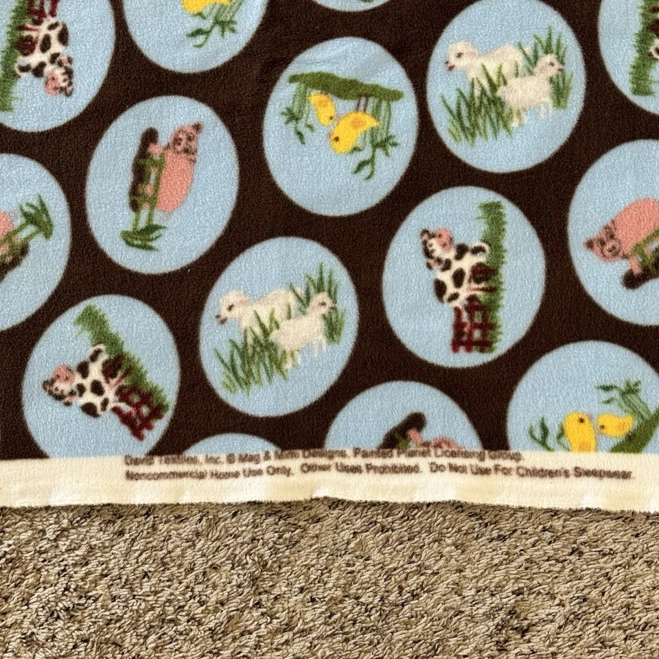 Tecido estilo lã acrílico Farm Animals David Textiles 55”x64” HTF - Imagem 3 de 4