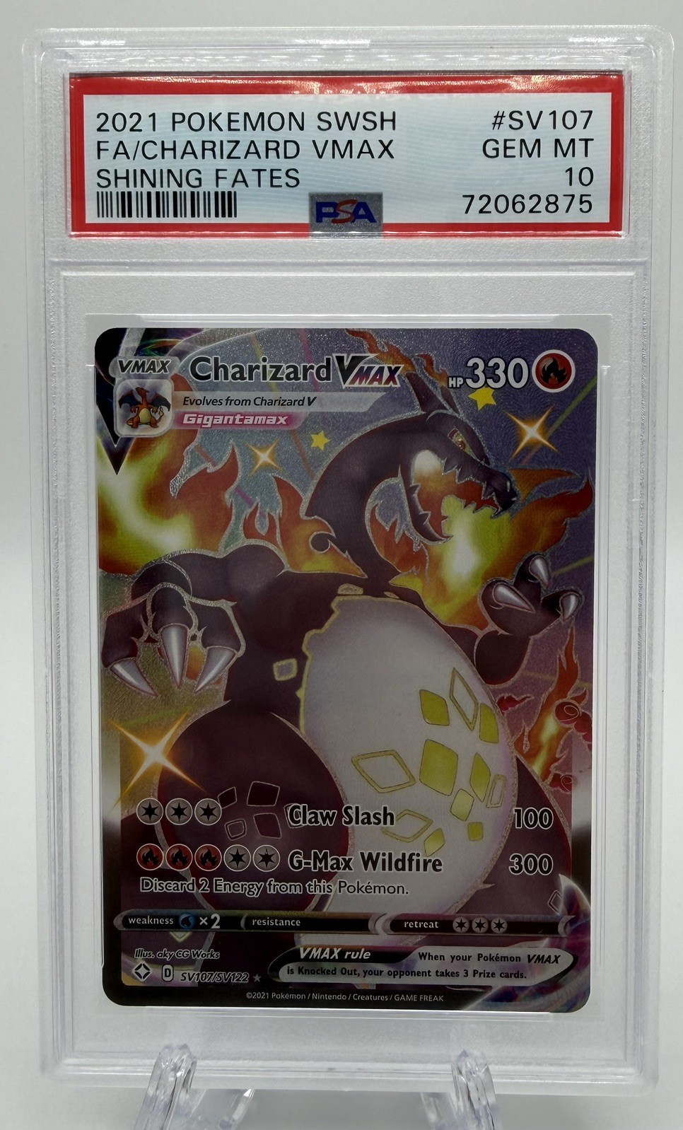 2021 Pokemon SWSH Shining Fates #SV107 FA Charizard Vmax PSA 10 GEM MINT