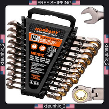 Metric Flex-head Ratchet Wrench Set 12-piece Chrome Vanadium Steel
