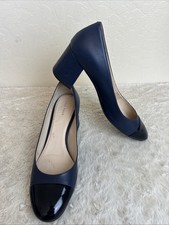 Cole Haan Dawna Grand Pump Block Heels Women's 10 B Navy Blue 2 Tone Block Heel