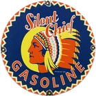 VINTAGE SILENT CHIEF GASOLINE PORCELAIN GAS STATION SIGN MOTOR OIL PUMP PLATE