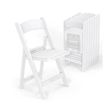VINGLI Resin Folding Chairs with Cushion, Foldable Plastic Chair with Comfort...