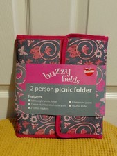 Buzzy Fields 2 Person Picnic Hamper Folder Bag with Cutlery NEW