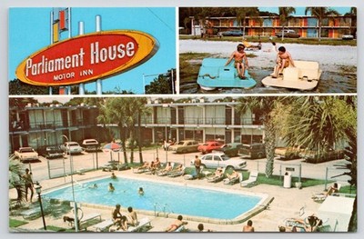 Motor Inn Pool Orlando FL Parliament House Motor Inn Multi View Swimming Pool Postcard ...