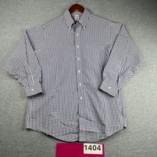 Brooks brothers Non Iron Shirt 16.5 Blue Check Casual Button Up Long Sleeve Mens
