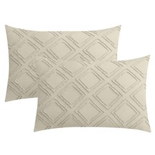 2 Pack Cream Grey Pillowcases 36" x 20" Pack of 2 01 - Cream Grey - Grid