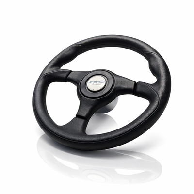 Black Leather Look Steering Wheel For Boats With Teleflex Ultraflex Steering