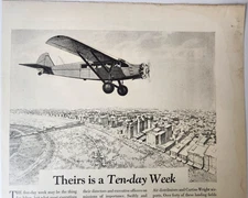 Travel Air Monoplane Aircraft Airplane Curtiss Wright Vtg 1930 Ad Magazine Print