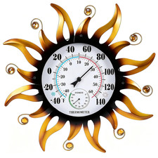 20" Large Outdoor Thermometer - Decorative Sun Thermometer  Hygrometer Combo, W