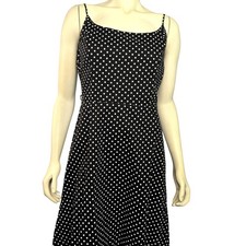 Vintage Polka Dot Dress Retro Black White Womens 12 Medium Fit Flare Slimming