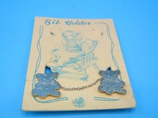 Antique/Vintage STERLING Silver Infant Baby Bib Holder Clip Wolfenden Teddy Bear